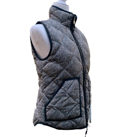 J. Crew Down Puffer Vest XS Black Tan - Picture 6 of 12